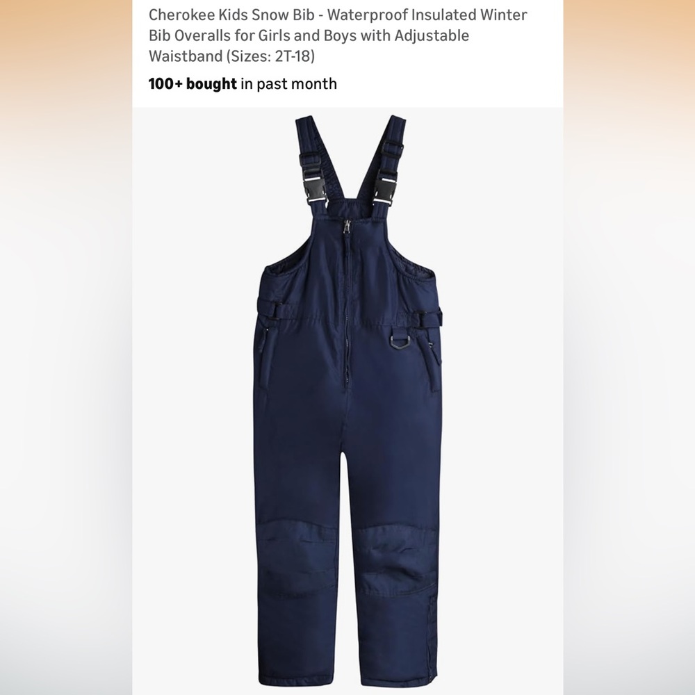 Children’s Cherokee Navy Blue Snow Bib Overalls - size 5/6 - never worn